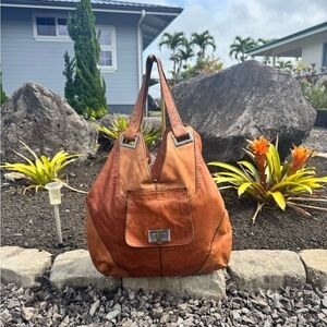 Kooba Cognac Leather Hobo Shoulder Bag | Slouchy Boho Chic